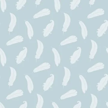 Feathers seamless vector pattern on a blue 스톡 일러스트