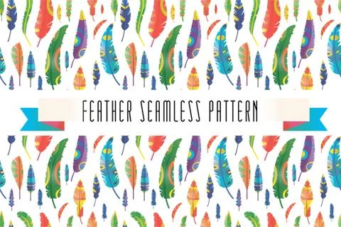 Feathers vector seamless pattern Stock Illustration