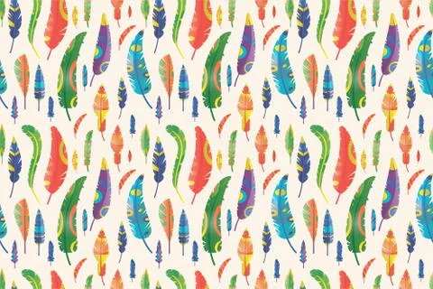 Feathers vector seamless pattern Stock Illustration