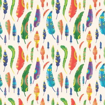 Feathers vector seamless pattern Stock Illustration