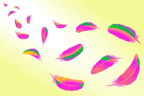 Feathers vector set in a 3d style. Icons feathers isolated on a light backg.. Stock-Illustration