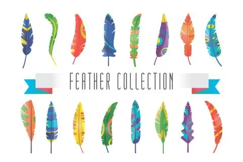 Feathers vector silhouette set Stock Illustration