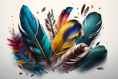 Feathers on a white background Stock Photos