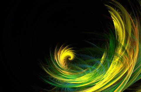 Feathery curl on black background Stock Illustration