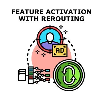 Feature activation with rerouting and data analysis Stock Illustration
