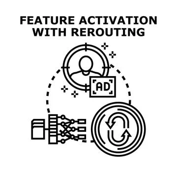 Feature activation with rerouting and data analysis Stock Illustration
