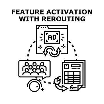 Feature activation with rerouting process icon 스톡 일러스트