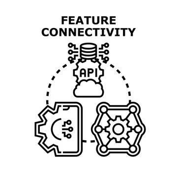 Feature connectivity developing digital technology system link Stock Illustration