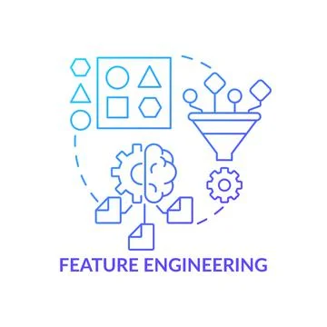Feature engineering blue gradient concept icon Stock Illustration