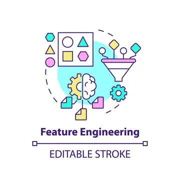 Feature engineering concept icon Stock Illustration