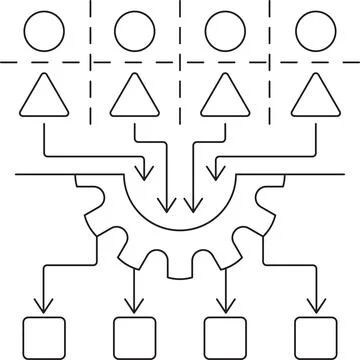 Feature Engineering icon. Vector pictogram with thin black lines Illustrazione stock