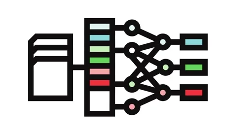 Feature extraction machine learning color icon animation 스톡 동영상 326108021