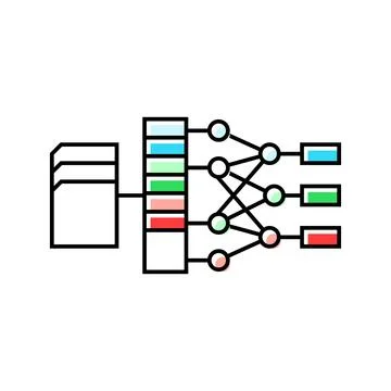 Feature extraction machine learning color icon vector illustration Illustrazione stock