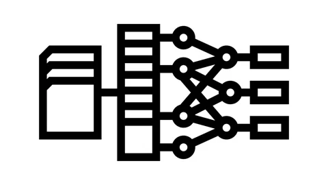 Feature extraction machine learning line icon animation Stock Footage 326125550