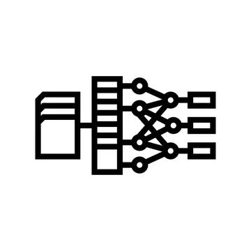 Feature extraction machine learning line icon vector illustration 库存插图