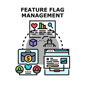 Feature flag management optimizing software development processes Stock Illustration