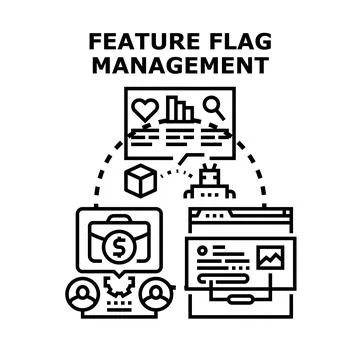 Feature flag management optimizing software development processes 스톡 일러스트