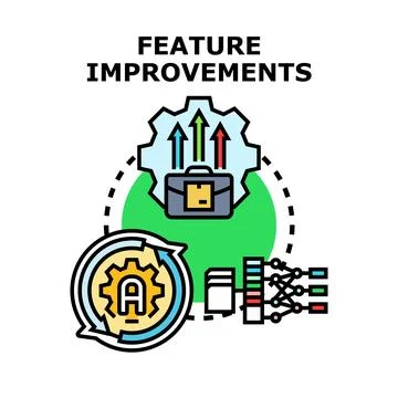 Feature improvements concept with automation and data analysis イラスト素材