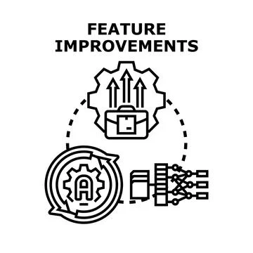 Feature improvements concept with automation and data analysis Stockillustratie