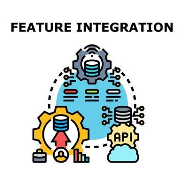 Feature integration connecting data, systems, and cloud api development 스톡 일러스트