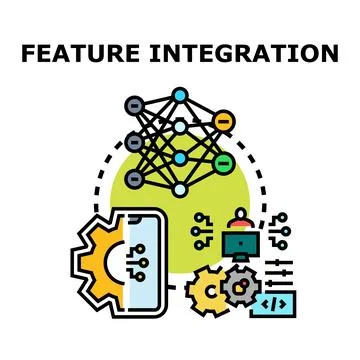 Feature integration process combining technology development elements 库存插图