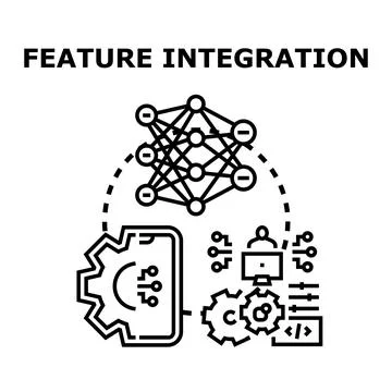 Feature integration process combining technology development elements Stockillustratie