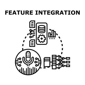 Feature integration in technology and software development Stockillustratie