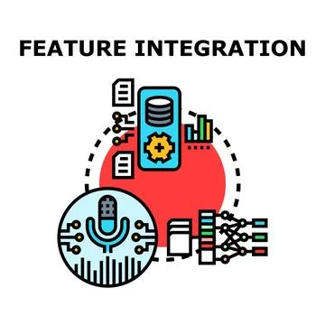 Feature integration in technology and software development Stockillustratie