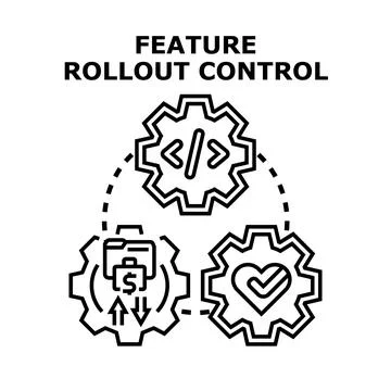 Feature rollout control implementing software development management 스톡 일러스트