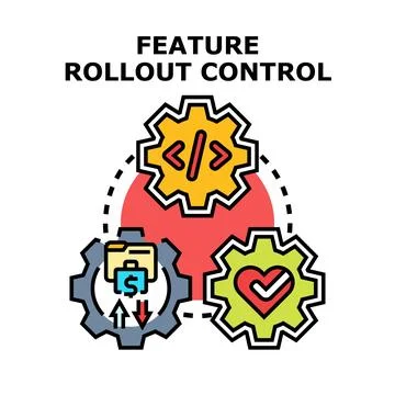 Feature rollout control implementing software development management Stock Illustration