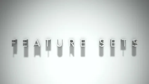 Feature sets 3D title animation white text on a white background Stock Footage 299702044