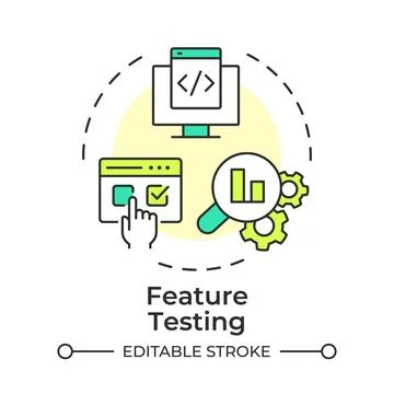 Feature testing flat linear concept icon Stock Illustration