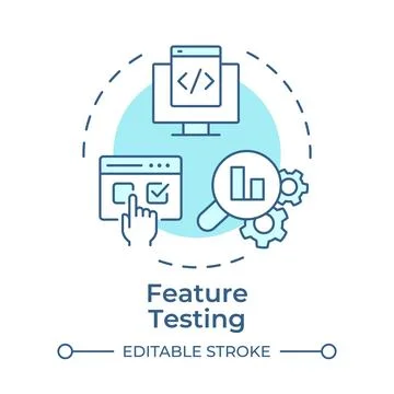 Feature testing monochrome blue concept icon Stock Illustration