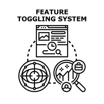 Feature toggling system activating new product functionalities Illustrazione stock