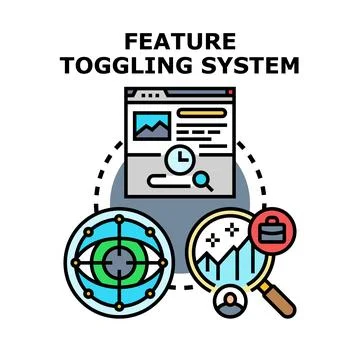 Feature toggling system activating new product functionalities Illustrazione stock
