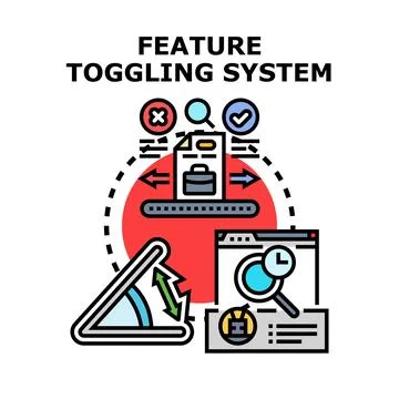 Feature toggling system configuring software development releases Illustrazione stock