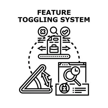 Feature toggling system configuring software development releases Stock Illustration
