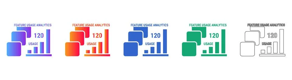 Feature Usage Analytics Icon Set Stockillustratie