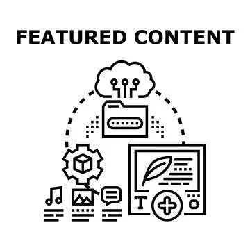 Featured content concept creating and sharing online Stock Illustration