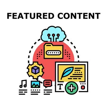 Featured content concept creating and sharing online Stock Illustration
