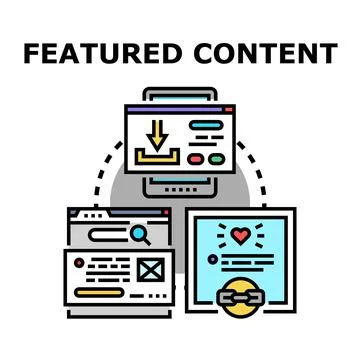 Featured content presentation displaying digital marketing concepts Stock Illustration