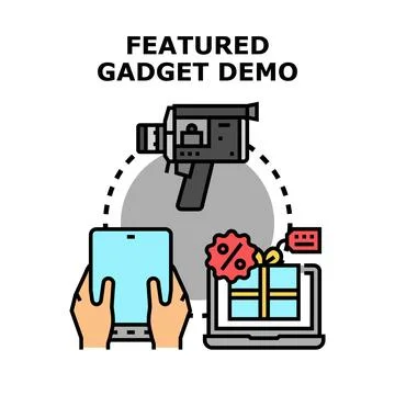 Featured gadget demo concept for technology presentation Stock Illustration
