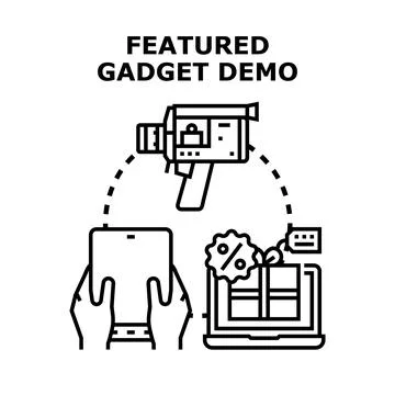 Featured gadget demo concept for technology presentation Stock Illustration