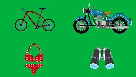 Features bicycle backpack sneakers and hat Perfect for travel adventure Stock Footage 309641137