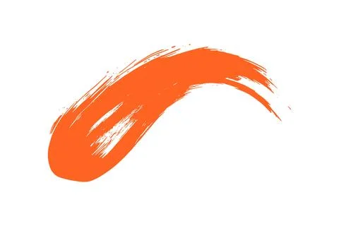 Features a bold, artistic paint stroke in vibrant orange against a clean whit イラスト素材