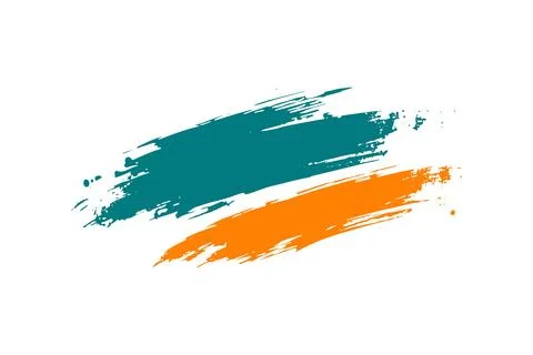 Features bold teal and orange brush strokes on a stark white background. Abst イラスト素材