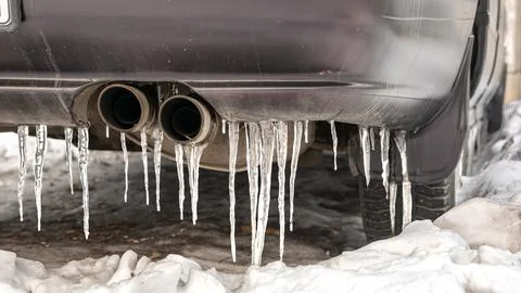 Features of car operation in winter at negative ambient temperatures Stock Photos