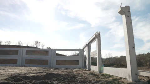 The features of a concrete construction site are captured Stock Footage 314789225