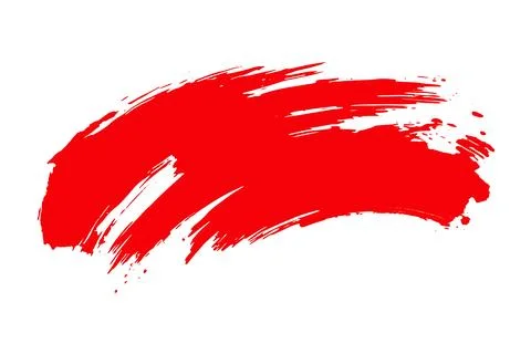 Features a dynamic, vividly red brush stroke with unique texture. A striking  イラスト素材