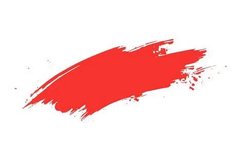 Features a red brush stroke with a grunge texture against a stark white backg イラスト素材